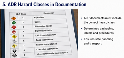 Classes de danger ADR et catégories de marchandises dangereuses dans les documents de transport