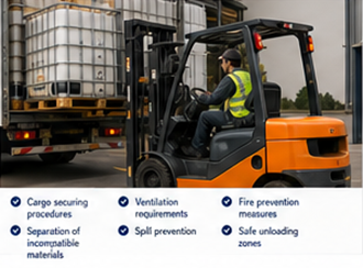 Opérations de chargement et de déchargement sécurisées pour le transport ADR de marchandises dangereuses
