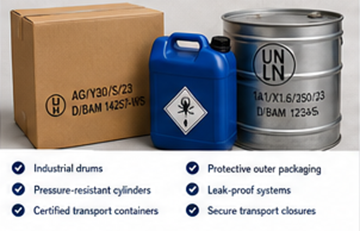 Emballages homologués ADR et conteneurs industriels pour le transport de marchandises dangereuses