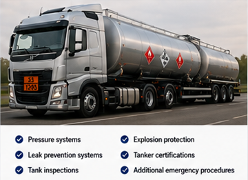 Citerne ADR de carburant transportant des liquides dangereux en Europe
