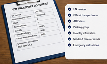 Documents ADR pour le transport de marchandises dangereuses et documents logistiques