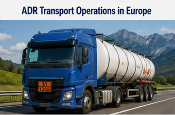 Opérations logistiques ADR à travers l’Europe avec camions de marchandises dangereuses et systèmes de conformité