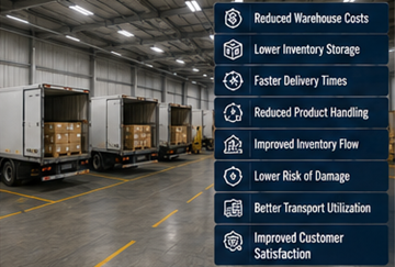 Opération logistique de cross-docking efficace réduisant le stockage en entrepôt et les coûts de transport