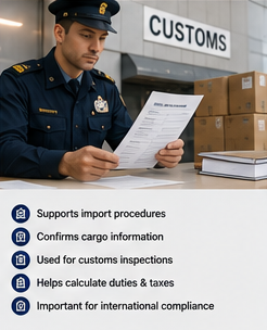 Agents des douanes contrôlant des documents de connaissement dans un terminal international de fret