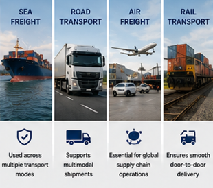Opérations de transport maritime, routier, aérien et ferroviaire utilisant des documents de connaissement