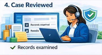Agent du support ExusTrans examinant les enregistrements de facturation et la documentation d’un litige