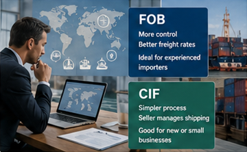 Importateur comparant les options FOB et CIF pour le transport international de marchandises