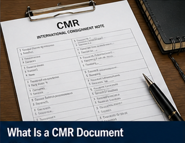 Document CMR papier rempli avec les détails de l’expédition, les informations de l’expéditeur, du destinataire et du transporteur