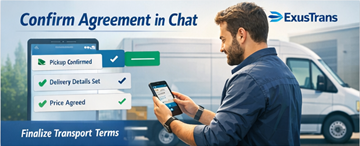 Particulier confirmant une offre de transport et discutant des détails avec le transporteur dans le chat