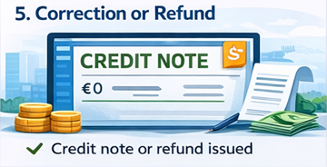 Facture corrigée et note de crédit indiquant un remboursement ou un ajustement émis par ExusTrans