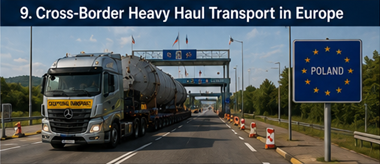 Convoi international de transport hors gabarit franchissant des frontières européennes