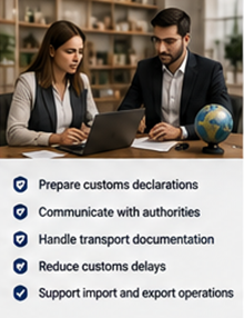 Commissionnaire en douane et transitaire gérant des documents d’expédition internationale et la logistique
