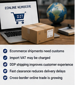 Colis e-commerce internationaux et opérations de dédouanement pour des commandes en ligne