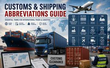 Conteneurs d’expédition internationale, opérations douanières, transport de fret et abréviations du commerce