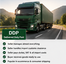 Service de livraison internationale complet avec dédouanement et livraison finale selon l’Incoterm DDP