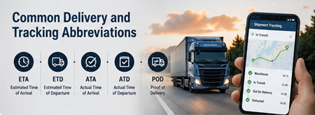 Interface de suivi d’expédition affichant ETA, ETD et les statuts de livraison dans les opérations de transport