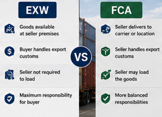 Comparaison entre les conditions d’expédition EXW et FCA en logistique internationale