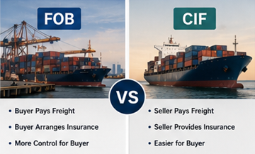 Comparaison visuelle des responsabilités d’expédition FOB et CIF dans la logistique internationale