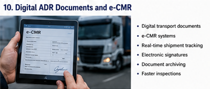 Documents de transport ADR numériques et systèmes logistiques e-CMR en Europe