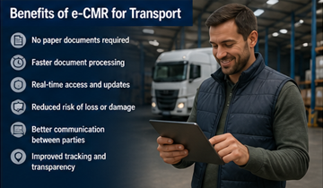 Professionnel de la logistique utilisant une tablette, illustrant l’efficacité et la gestion numérique des documents de transport