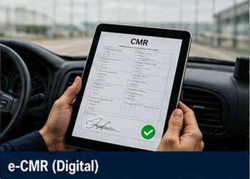 Chauffeur utilisant une tablette pour signer un document CMR numérique eCMR dans un système logistique