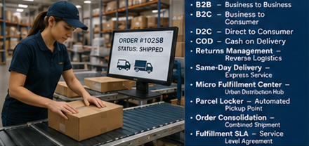 Opérations de fulfillment en entrepôt eCommerce avec tri de colis et traitement des commandes en ligne