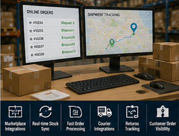 Entrepôt e-commerce utilisant un système de gestion d’entrepôt pour l’exécution des commandes en ligne