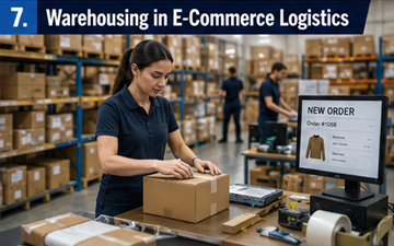 Entrepôt de préparation e-commerce préparant des commandes en ligne pour expédition