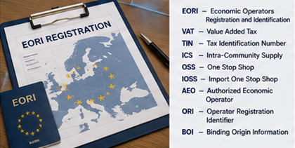Abréviations douanières internationales et documentation commerciale EORI pour les opérations import-export européennes