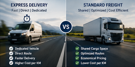 Comparaison entre tarification de la livraison express et du transport de fret standard