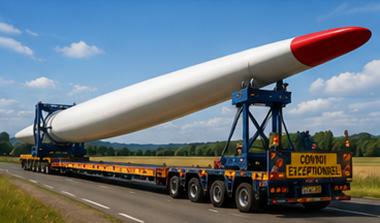 Remorque extensible transportant une charge longue hors gabarit et des structures industrielles