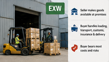 Marchandises préparées en entrepôt pour enlèvement selon les conditions d’expédition EXW
