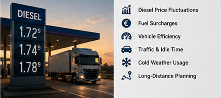 Prix du diesel influençant les tarifs de transport de fret et les opérations logistiques en Europe