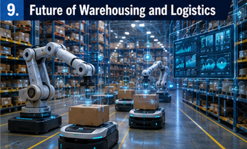 Entrepôt intelligent avec robots, automatisation et technologies logistiques numériques