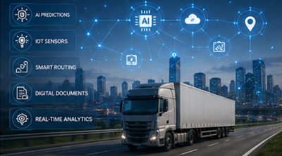 Technologie logistique du futur avec suivi d’expédition par IA, systèmes de transport intelligents et visibilité numérique de la chaîne d’approvisionnement