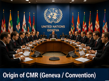 Accord de convention internationale de transport à Genève représentant l’origine de la Convention CMR pour le transport routier de marchandises