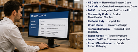 Classification tarifaire douanière et documentation de code SH pour l’expédition internationale et les abréviations du commerce mondial