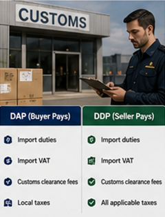 Droits de douane, TVA et procédures d’importation internationales selon les Incoterms DDP et DAP