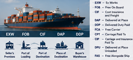 Opérations d’expédition internationale et accords commerciaux Incoterms pour le transport de marchandises