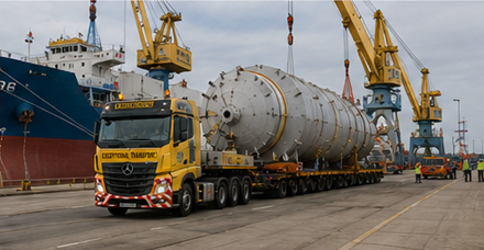 Port industriel traitant des cargaisons hors gabarit et des opérations de transport exceptionnel