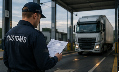 Agents logistiques et douaniers contrôlant les documents d’assurance et de transport lors d’une opération de fret
