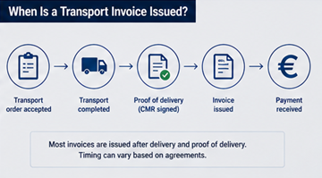 Processus logistique montrant la fin de livraison et le workflow d’émission de facture