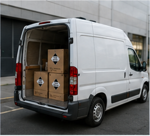 Véhicule utilitaire livrant des marchandises dangereuses en Quantités limitées selon les règles ADR