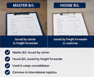 Comparaison entre Master Bill of Lading et House Bill of Lading en transit