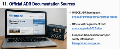 Documents officiels de la réglementation ADR et ressources UNECE sur le transport de marchandises dangereuses