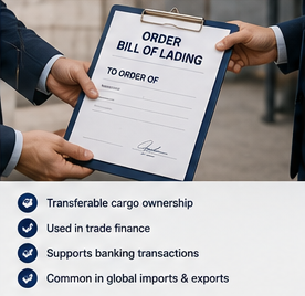 Financement du commerce international et document Order Bill of Lading dans l’expédition de marchandises