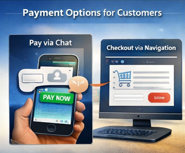 Client payant un ordre de transport via un bouton de paiement dans le chat et la navigation vers le paiement sur la plateforme ExusTrans