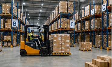 Entrepôt public où plusieurs entreprises logistiques stockent des stocks