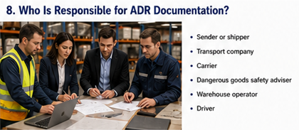 Entreprise de transport et expéditeur responsables des documents ADR de marchandises dangereuses
