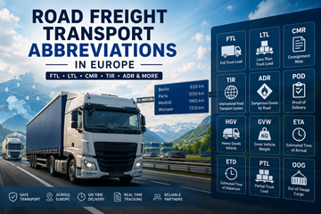 Camions de fret européens, opérations logistiques et abréviations du transport routier